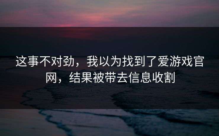 这事不对劲，我以为找到了爱游戏官网，结果被带去信息收割